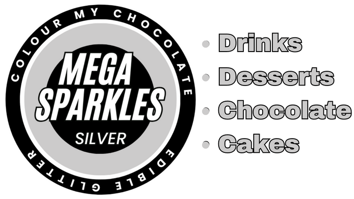 SILVER Mega Sparkles 50ml - Edible & Drinkable Glitter