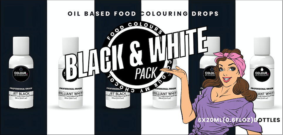 BLACK & WHITE Oil Based Food Colouring Drops