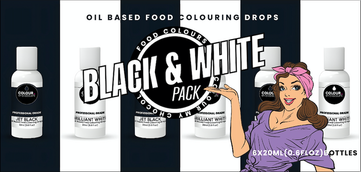 BLACK & WHITE Oil Based Food Colouring Drops