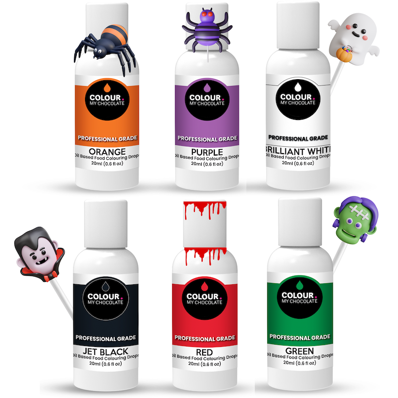 Halloween Food Colour Drops. #halloween #halloweentreats #cakedecorating #baking #chocolatecolours #foodcolours 