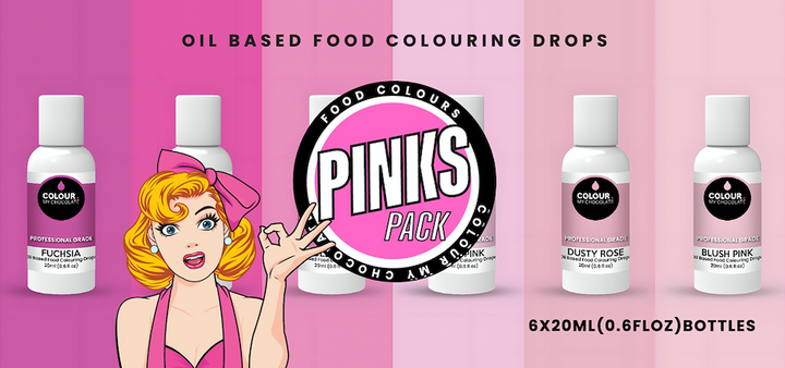 PINKS PACK Oil Based Food Colouring Drops