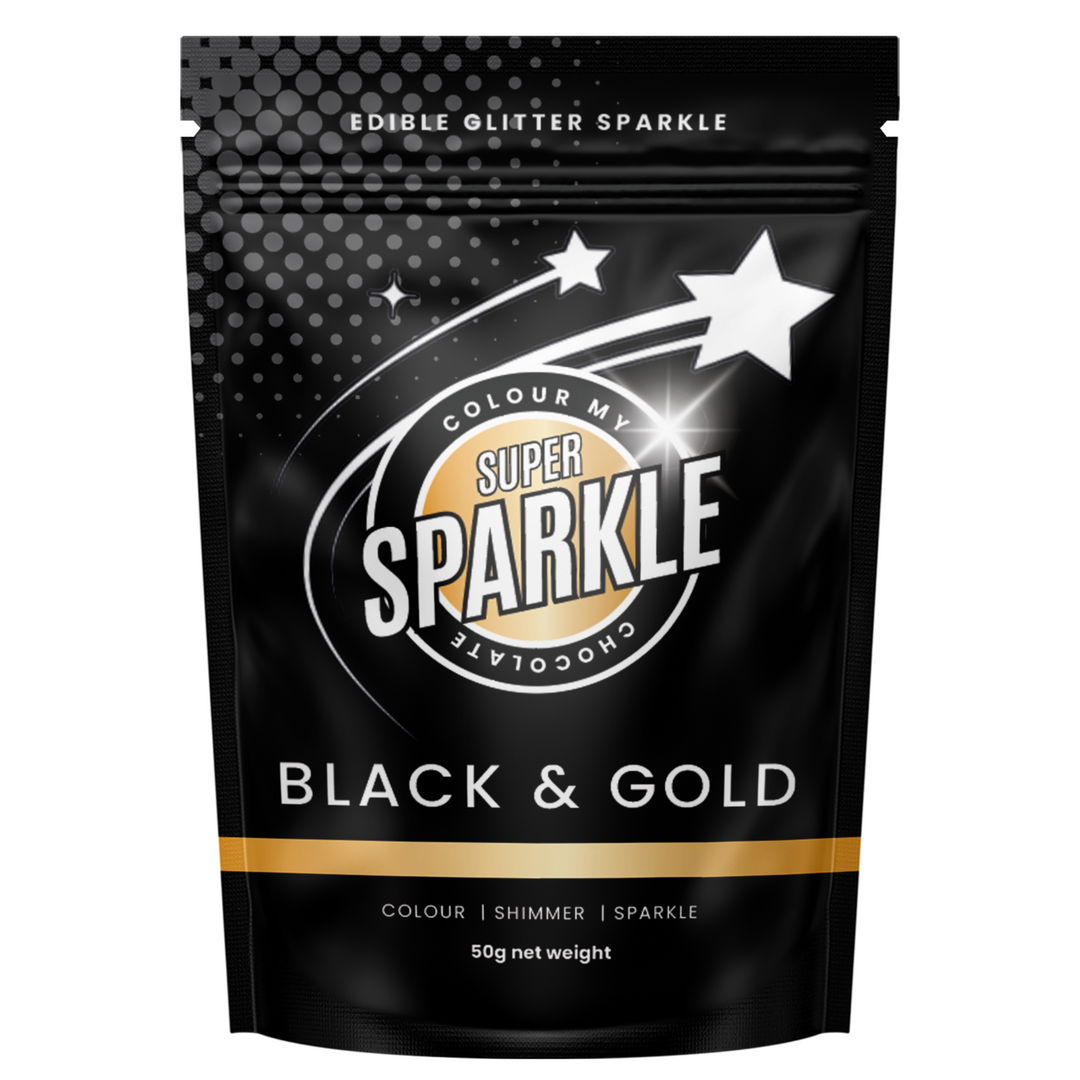 edible glitter super sparkles black & gold
